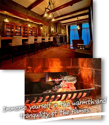 Immerse yourself in the warmth and tranquility of the flames