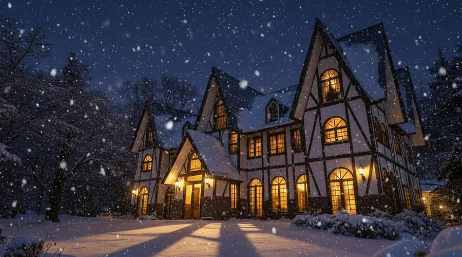 雪の中のホテル